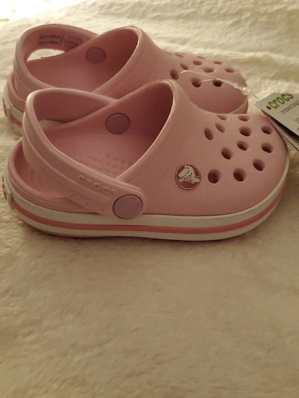 Crocs Crocband Clog Toddler Shoes Pink White Size C5 NWT
